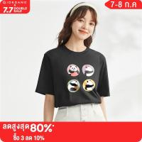 GIORDANO Women MS Liu Series T-Shirts Fashion Panda Print Tee Crewneck Short Sleeve 100% Cotton Comfort Casual Tshirts 99393041