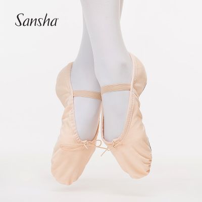 Sansha รองเท้าผ้าแคนวาสสำหรับเด็ก,รองเท้านิ่มแบบแยกพื้นเด็กเด็กผู้หญิงเด็กผู้ชายรองเท้าบัลเล่ต์ Sandal Empuk เต้นน้ำหนักเบา NO.55C เด็กนักเรียน