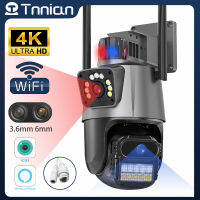 Tnian การ์ด SD 128G 8MP 4K เลนส์คู่ WIFI PTZ IP กล้องกันน้ำกลางแจ้งสองภาพที่แตกต่างกันแบบไร้สายติดตามอัตโนมัติสี50M การมองเห็นได้ในเวลากลางคืนกล้องวงจรปิดบ้านกล้องวีดีโอรักษาความปลอดภัยแอป ICsee