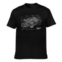 Novelty Tshirts Star Wars Millennium Falcon Empire Diagram Schematic Funny Pattern Printed Tee