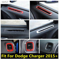 สำหรับ Dodge Charger 2015-2021ด้านข้างรถประตู Dashboard Air AC Outlet Vent ฝาครอบคาร์บอนไฟเบอร์สีแดงอุปกรณ์เสริมภายใน