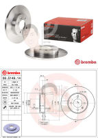 08 5149 14 จานเบรค ล้อ F (ยี่ห้อ BREMBO) รุ่น Std VOLK SWAGEN Golf III Vento Passat ปี1991-1998