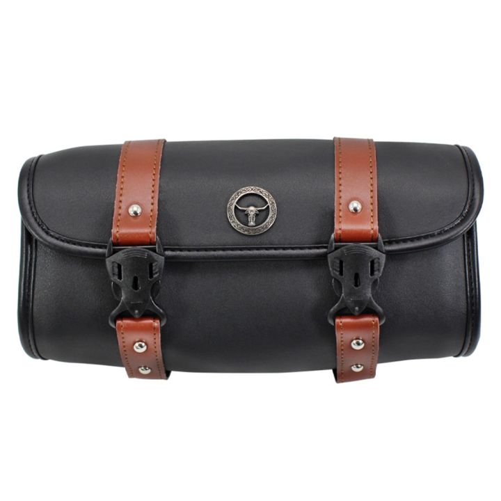 กระเป๋าหนัง-pu-สำหรับมือจับกระป๋องใส่ส้อมรถจักรยานยนต์อเนกประสงค์1ชิ้นกระเป๋าเก็บของสีดำ