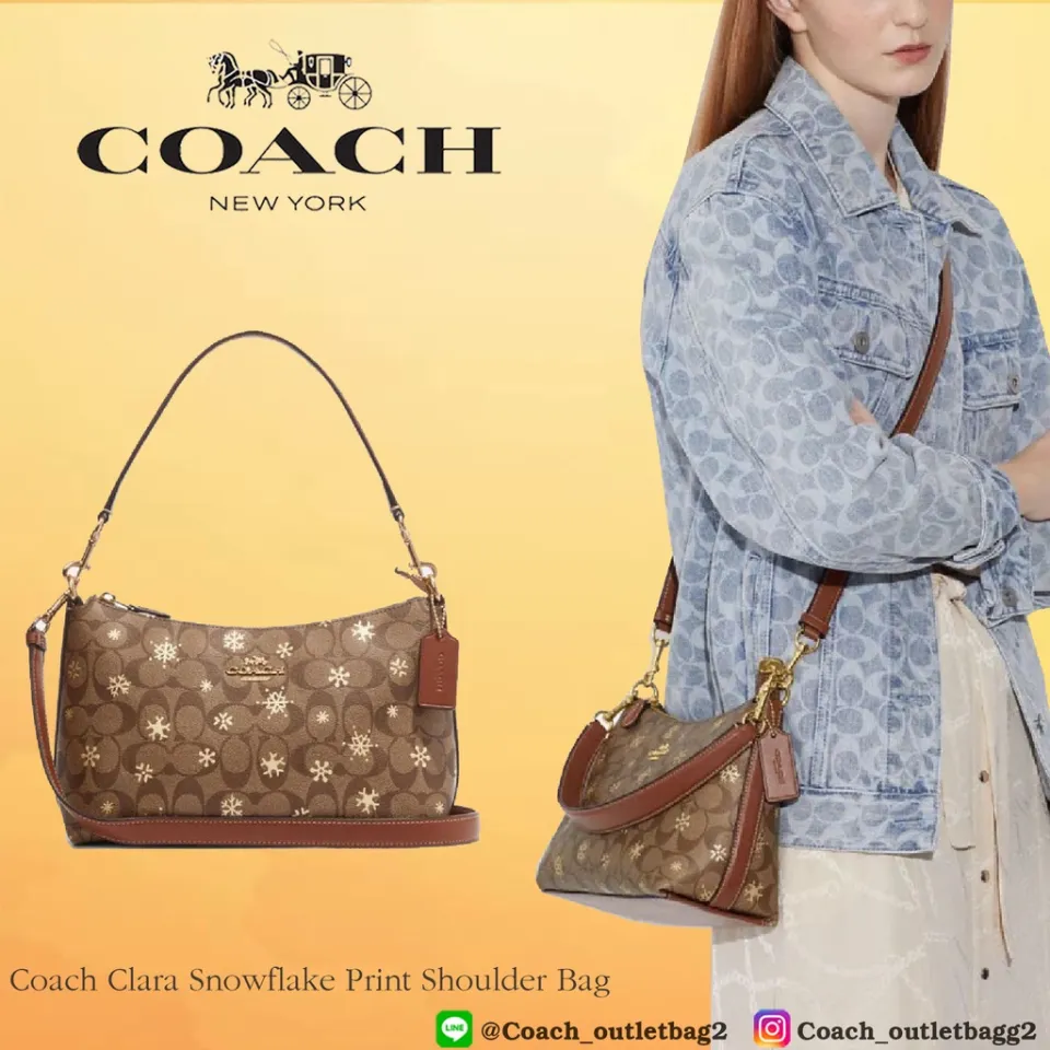 Coach Clara Shoulder Bag In Signature Canvas With Snowflake Print