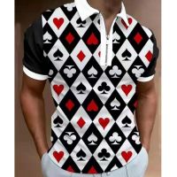 【CC】◘✱㍿  PokerPolo Shirt for Men Lapel Fashion Short Sleeve 3d Printed Personalized Tees  Business Streetwear