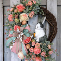 Front Door Decoration Home Artificial Flower Wreath Reusable Easter
