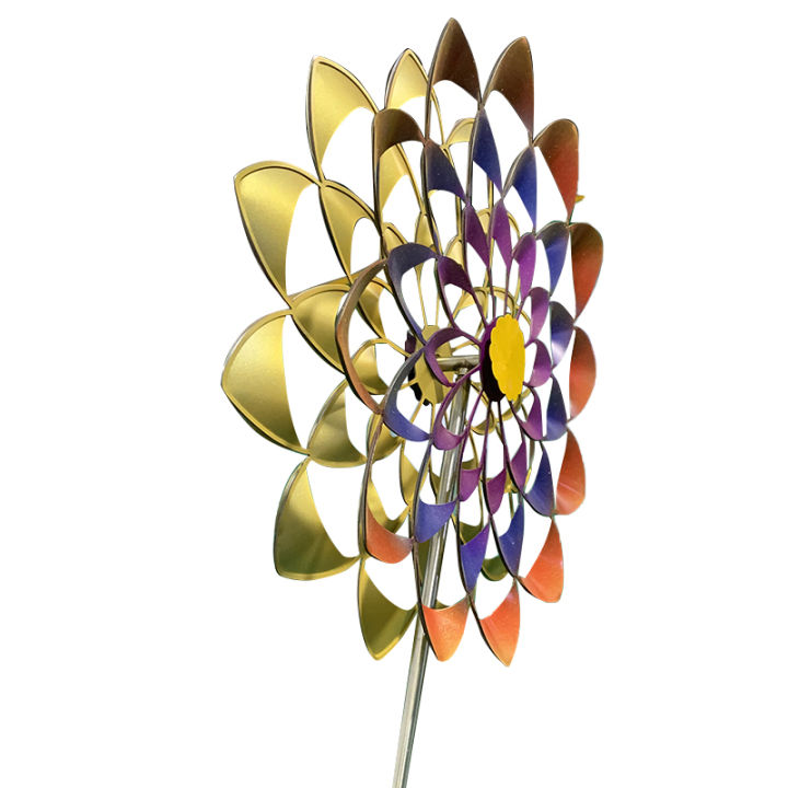 bokali-1pc-zinnia-ดอกไม้-wind-spinner-แนวตั้งโลหะประติมากรรม-stake-yard-สนามหญ้า-garden-decor