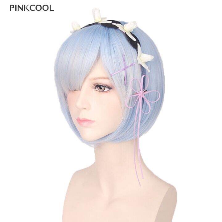 pinkcool-วิกผมคอสเพลย์-hajimeru-isekai-seikatsu-rem-ram-twins-สีฟ้า-สีชมพู-สําหรับปาร์ตี้