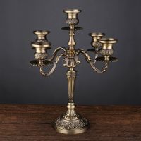 Candle Holders 3-arms/5-arms Bronze Metal Wedding Candlestick Decoration Candle Stand Light Holder for Home Decor