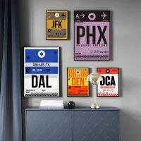 【DT】 hot  Modern Luggage Tag Pictures Wall Art Modular Letter Baggage Strap Tag Canvas Poster Vintage Bedroom Collect Decoration Painting