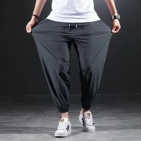 Jogger กางเกงผู้ชายขนาดบวก8XL 2022ฤดูร้อนบางน้ำแข็งผ้าไหมระบายอากาศกางเกงกีฬาแห้งเร็วยืดสบายๆขนาดใหญ่ตัดกางเกงสำหรับผู้ชาย