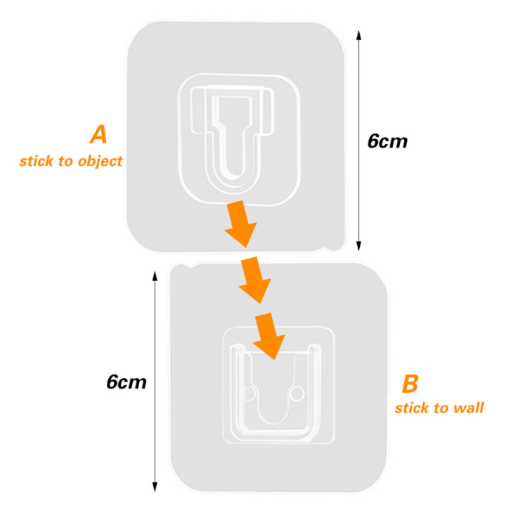 ตะขอกาวโปร่งใสกันน้ำ3-5คู่แบบไม่มีรูที่แขวนติดผนังกาวด้านแข็งแรงสองเท่าห้องครัวและห้องน้ำวงเล็บเหลี่ยม