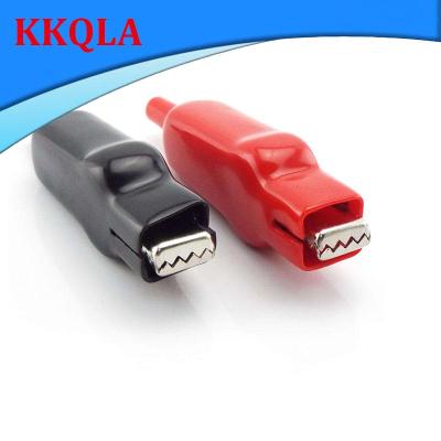 QKKQLA 2pcs 20A Sheathed Crocodile Alligator Clips Electrical DIY Test Leads for Jumper Wire Cable Double-Ended Roach electric