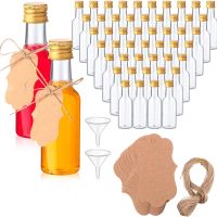 【LZ】◊℡  Mini Conjunto de Garrafas de Licor Garrafas de Plástico Herméticas com Tampas Funis Cordas e Etiquetas Kraft 50ml 30Pcs