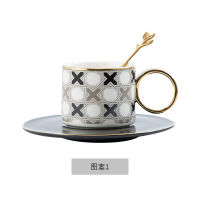 Morocco Luxury Ceramic Cups Saucers Afternoon Tea Coffee Cup Home Scented Tea Tumblerful with Metal Spoon Gold Bracelet Tumbler