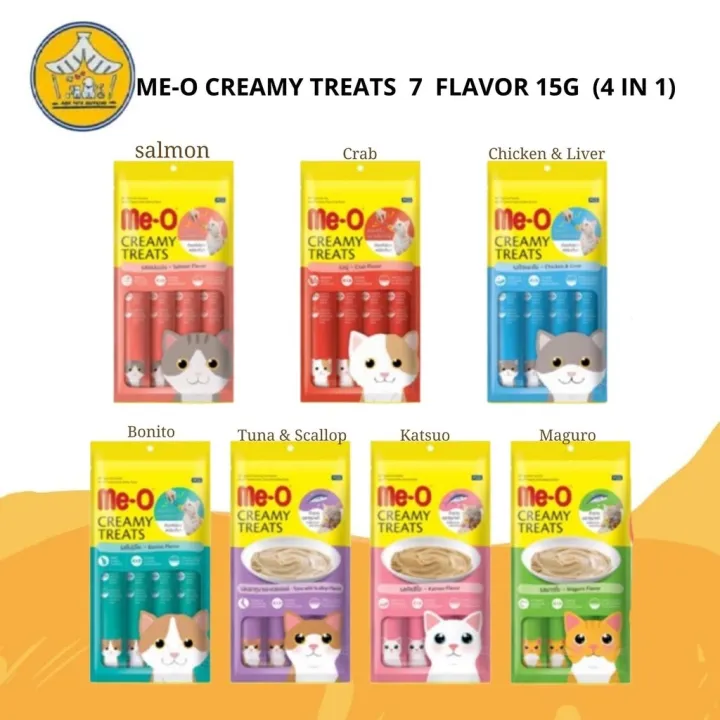 MEO CREAMY TREATS ( CHICKEN LIVER CRAB KATSUO MAGARU SALMON TUNA SCALLOP BONITO ) FLAVOR 15G