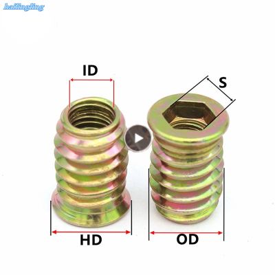 10Pcs M6 M8 M10 Steel Metal Hexagon Hex Socket Drive Head Embedded Insert Nut E Nut for Wood Furniture Inside and Outside Thread