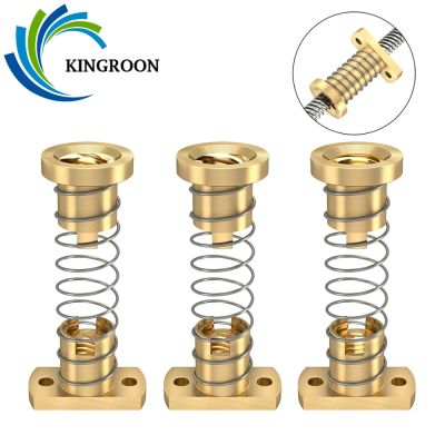 KINGROON 2ชุด T8ป้องกันฟันเฟืองสกรูน็อตทองเหลือง POM สำหรับ Ender 3 CR10 3D ส่วนเครื่องพิมพ์ T8น๊อตระบบป้องกันค่าแบ๊คแลชน็อตสปริง