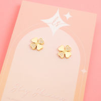 LELISA - Clover Earring ต่างหูโคลเวอร์แห่งความโชคดี - สี Pinkgold สแตนเลสแท้ ไม่ลอก ไม่ดำ แพ้ง่ายใส่ได้ค่า