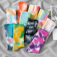 【LZ】❒™❀  Meias de algodão tie-dye para homens e mulheres tendência de rua maré alta skate basquete monocromático