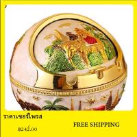 Mandari Ashtray Home Decor สังกะสีอัลลอย Retro ขนาดใหญ่ที่เขี่ยบุหรี่พร้อมฝาปิดสำหรับ Home ตะแกงสแตนเลสรู  โลหะผสมสังกะสี