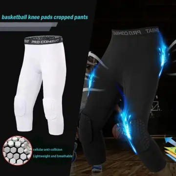 Basketball Pants with Knee Pads Men Padded Tights Workout Training Athletic  P