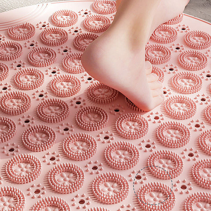 Bath Mats 55X55cmTextured Surface Round Non Slip Shower Mat Anti