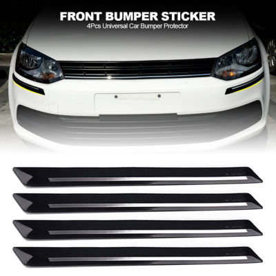 4pcs Car Bumper Protector Silane Guard Strip Chrome Sticker Front Rear Bumper Protector Rubber Black Universal 44.7CM Car Decor