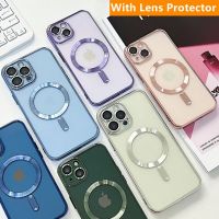 Luxury Plating For Magsafe Case For iPhone 14 11 13 12 Pro Max Wireless Charging Magnetic Soft Cover With Camera Lens Protector  Screen Protectors