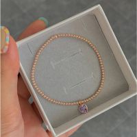 SissyJewelry // ข้อมือเงินแท้ รุ่นเอ็นยืดโรสโกลด์ ประดับ พลอยหัวใจ ขนาด 6mm ?Free gift box?