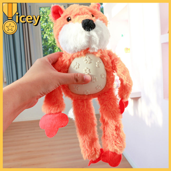 iceyhome-ตุ๊กตาผ้ากำมะหยี่ของเล่นสำหรับสุนัขยัดนุ่นขายาว-มีเสียงโต้ตอบฝึกกัดของเล่นฝึกเคี้ยวจิ้งจอกของเล่นสำหรับลูกสุนัขแมว