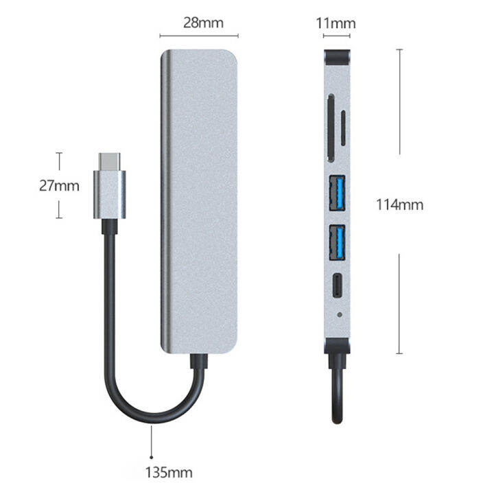 รองรับ-hdmi-expansion-dock-ความเร็วในการรับส่งข้อมูล5-0gbps-usb3-0-hub-adapter-shunt-hub-sdtf-card-reader-สำหรับแล็ปท็อปแท็บเล็ต