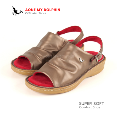 Aone My Dolphin[ลิขสิทธิ์แท้] WD74 - รองเท้าหนังแท้ รองเท้าเพื่อสุขภาพ รองเท้าส้นแบนแบบรัดส้น พื้นนุ่มพิเศษ ใส่สบายเท้า