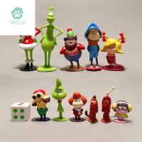 Kids Toys TWCEJE168 12ชิ้น/ล็อตภาพอนิเมะการตกแต่งของเล่น PVC ตุ๊กตาของขวัญวันคริสต์มาสตุ๊กตาสุนัขสูงสุดโมเดลฟิกเกอร์กรินตุ๊กตาขยับแขนขาได้