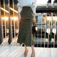 New Fashion Women Long Skirts Vintage Mermaid High Waist Solid Color Package Hip Slim Tight Fishtail Office Lady for Winter