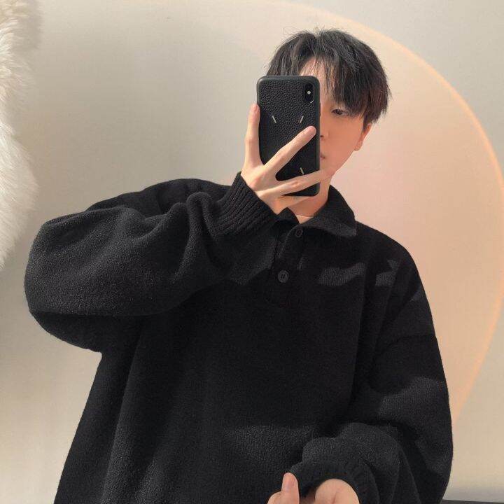 hnf531-yipinyouyou-simple-youth-popular-เสื้อแขนยาวใหม่อินเทรนด์-pullover-ผู้ชายสบายๆสีทึบ-stand-collar-ถัก-men