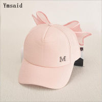 HOT Korea Spring Cap M mark Pink Hat With Big Bow Bending Brimmed Hat Baseball Caps Visor Women And Girl Sun Hat