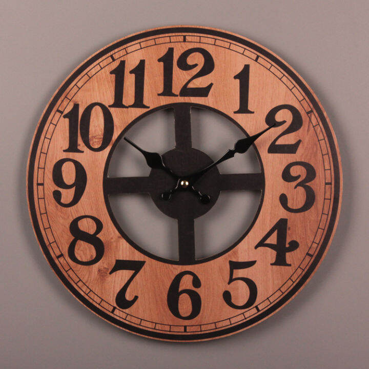 【Gift Town】Vintage Wooden Wall Clock Home Decorative Wall Clock For