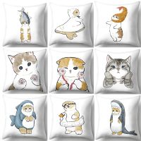 Funny Cat Pillowcase Cushion Cover Home Decor Cute Cats Throw Sofa Car Cushion Cover 45cm x 45cm