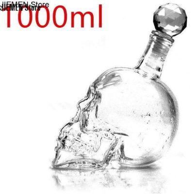 JIEMEN Store TOP Glass Skull Bottle Creative Crystal Skull Vodka Wine Bottle 75ML/350ML/550ML/1000ML Vodka Bottle Skull Bottles