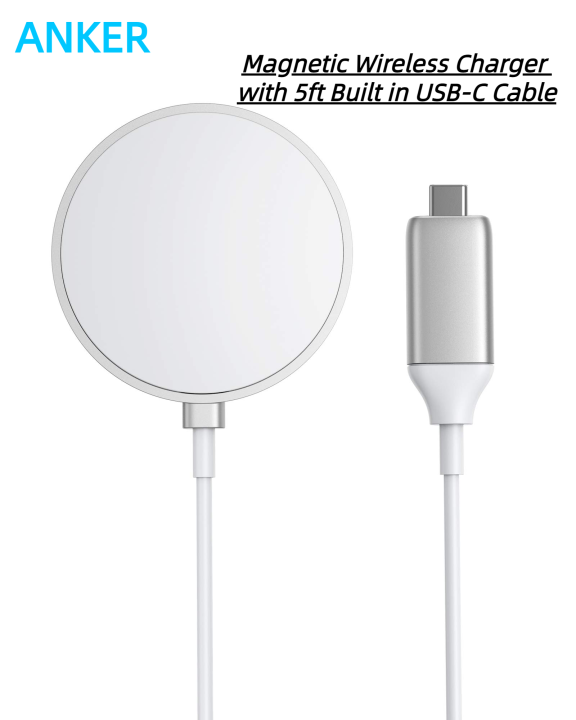 Anker Magnetic Wireless Charger, with 5ft Built in USB-C Cable