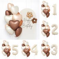 1/3/7Pcs Cream Color Number Balloon Set 32/40Inch 1-9 Digital Foil Helium Ball Girl Kids Adult Birthday Party Wedding Decoration Pipe Fittings Accesso