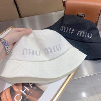 High grade hot drill Miu letter miu miuˉBucket hat female spring summer fashion brand Miao Miao versatile face small sunscreen hat