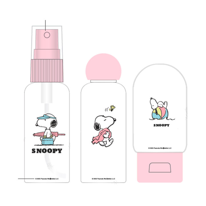 Miniso Snoopy's Summer Vacation Series 3-Piece Food Storage Container Set ( Pink or Blue) - Random Delivery