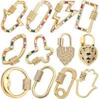 Juya Handmade 18K Real Gold Plated Decoration Screw Locks Carabiner Clasps Accessories For DIY Needlework Pendant Jewelry Making