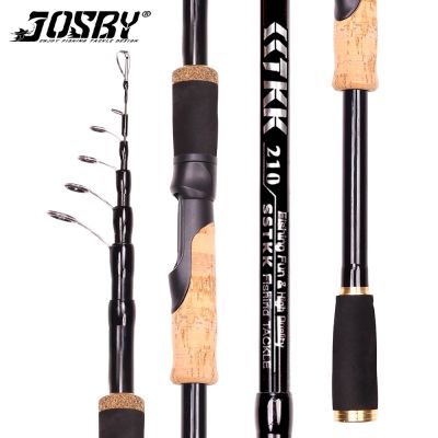 JOSBY New Telescopic Lure Rod 1.6M 1.8M 2.1M 2.4M Carbon Fiber Cork Wood Handle Spinning Rod Fishing Pole Tackle