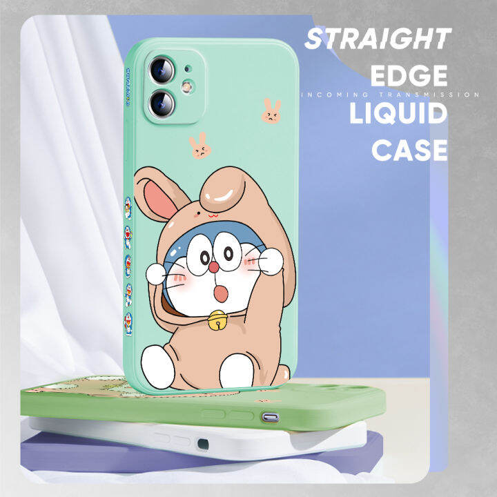 เคส-ggk-สำหรับ-oppo-reno10-pro-5g-ใหม่เคสโทรศัพท์ลายการ์ตูนแมวโดราเอมอนน่ารักลายขอบสี่เหลี่ยมปลอกซิลิโคนเหลวคลุมทั้งหมดเคสป้องกันกล้อง