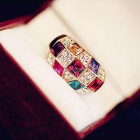 Luxury Design Cocktail Ring for Women colorful shiny Crystal Rhinestone Ring Fashion Jewelry Size 7