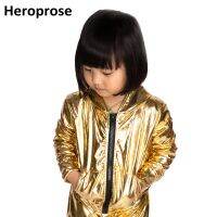 Spring Autumn Kids Gold er Jacket Stage Performance Wear paillette feminina casaco Hip Hop dance coat