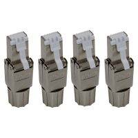 4 Pack RJ45 Cat6A Connectors Tool Reusable Shielded Ethernet Termination Plugs for 22AWG to 24AWG Cable